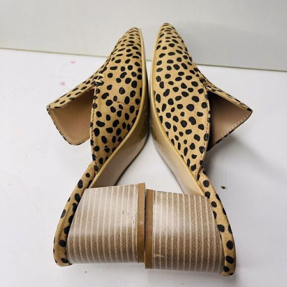 Queen George Womens Size 7 Leopard Print Heeled Sandals Mules Stacked Heel - Picture 7 of 8